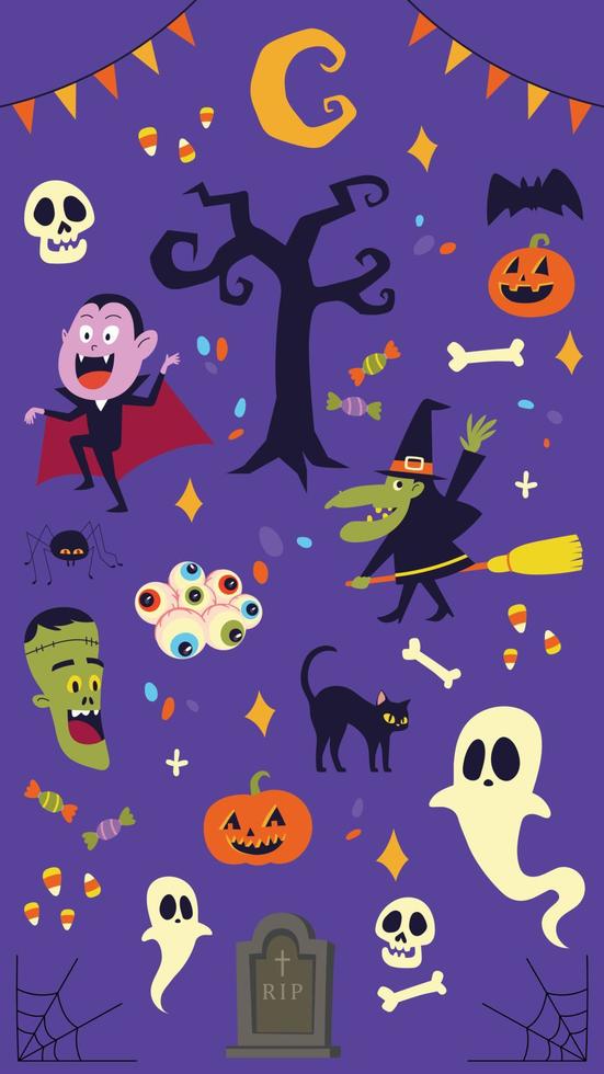 ilustración de conjunto de caracteres de halloween vector