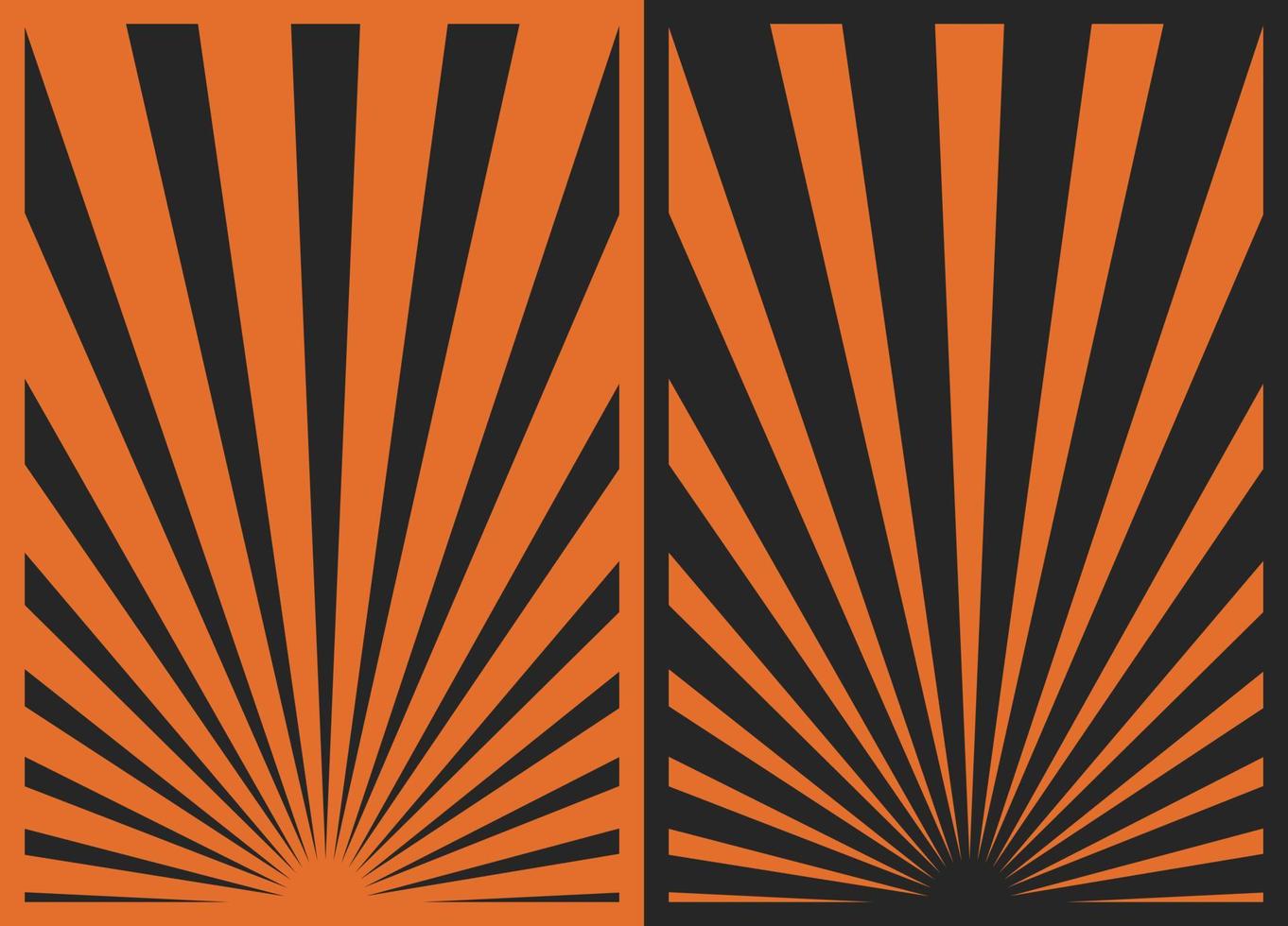 Set of 2 Black and Orange Retro Inspired Vertical Posters, Different Sunburst Christmas Background Templates. Paper Collage Backdrops. vector