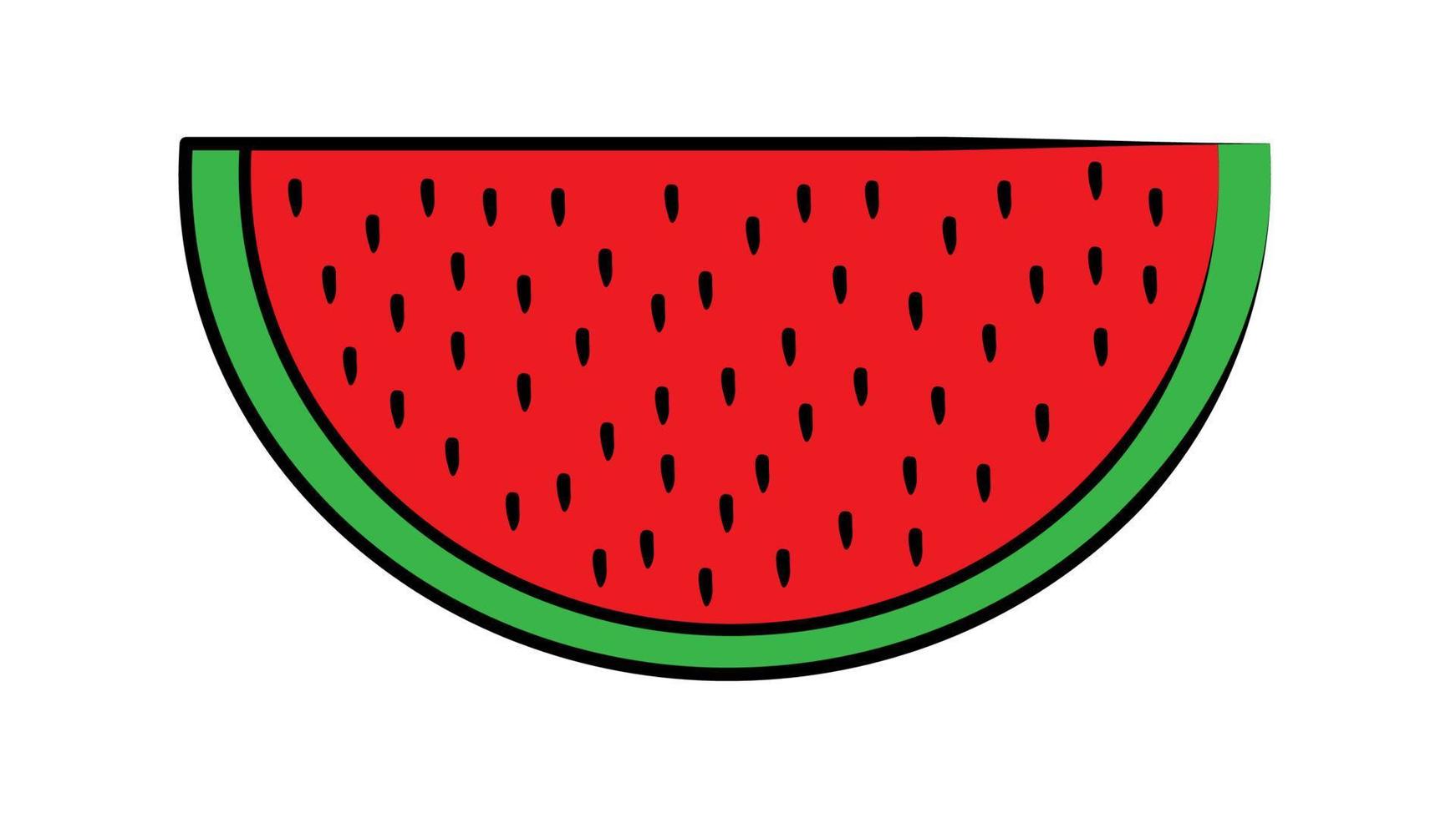 rebanada de fruta de sandía o sección transversal con semillas icono de vector de arte de color plano para aplicaciones y sitios web