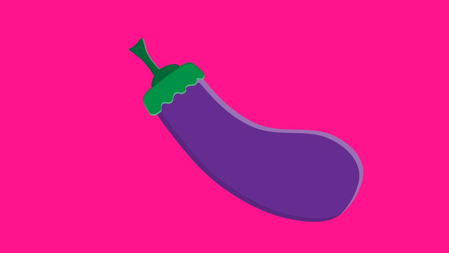 eggplant on a pink background, vector illustration. purple eggplant. vegetable for salad and eating. vegetarian food. weight loss and weight loss