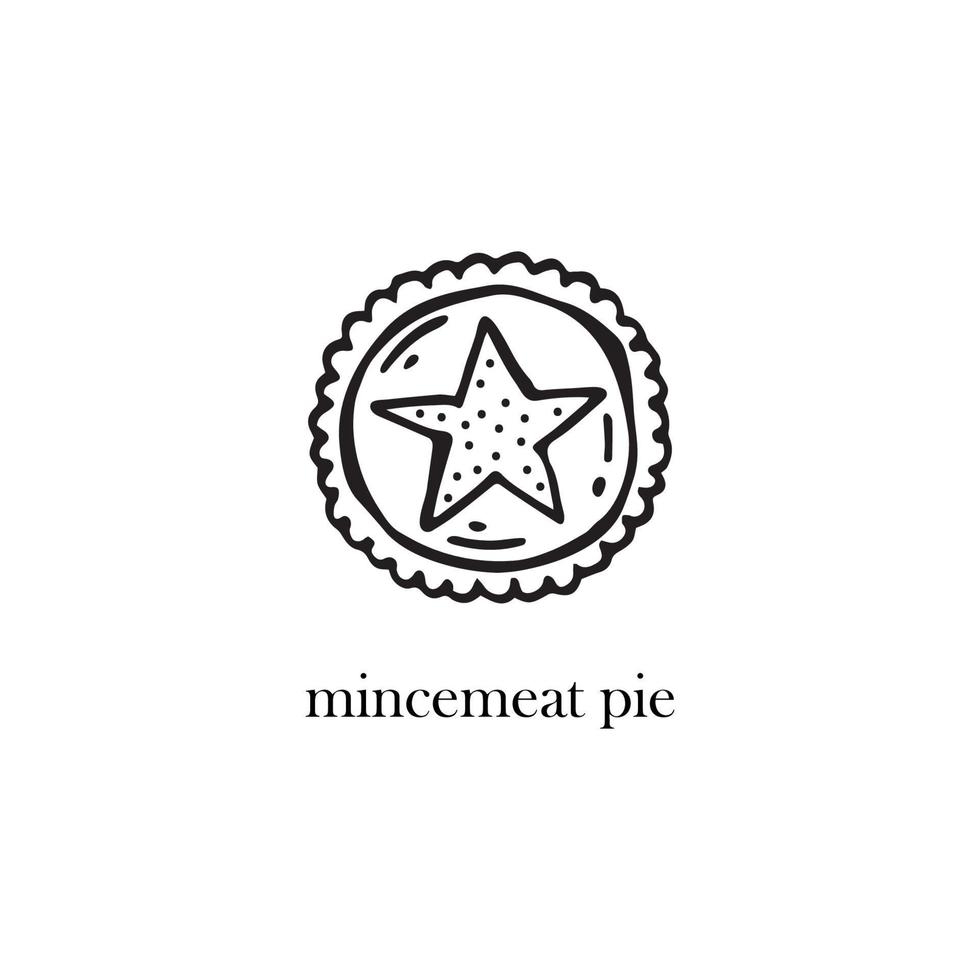 Vector illustration of the Christmas dish of England - mincemeat pie. Hand-drawn illustration.