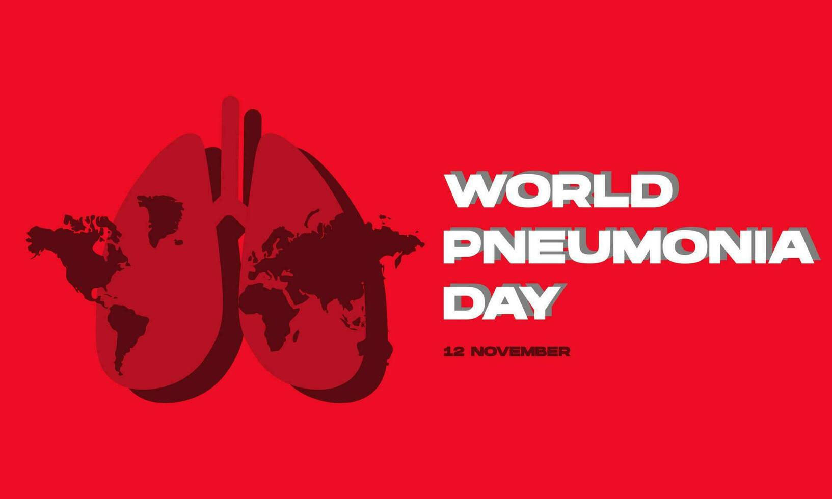 World Pneumonia Day Backround Vector Illustration with Lungs and World Map Illustration in Left. For Banner, Poster, Print, Card Invitation