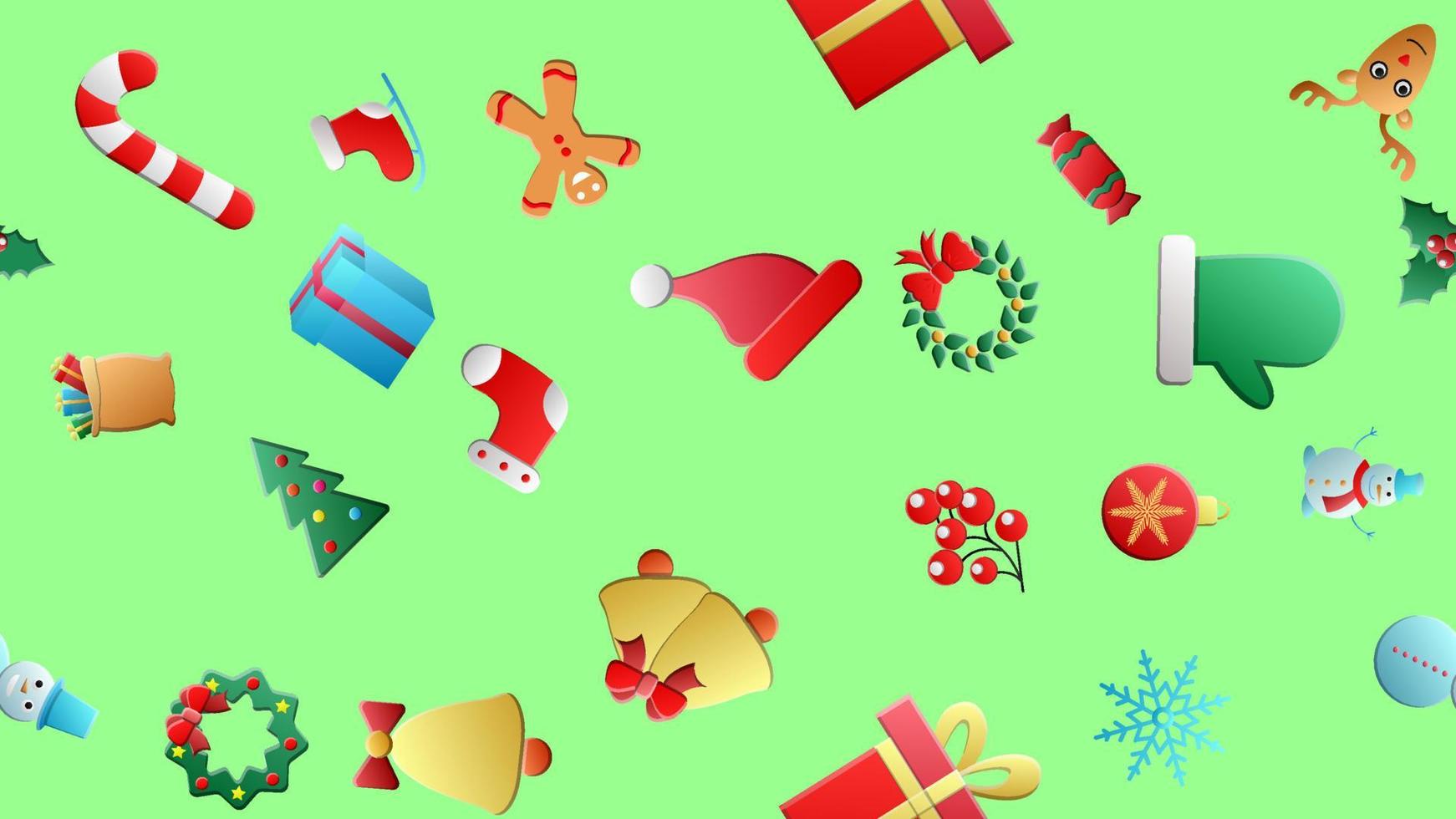 Colorful christmas items isolated on white background seamless pattern vector