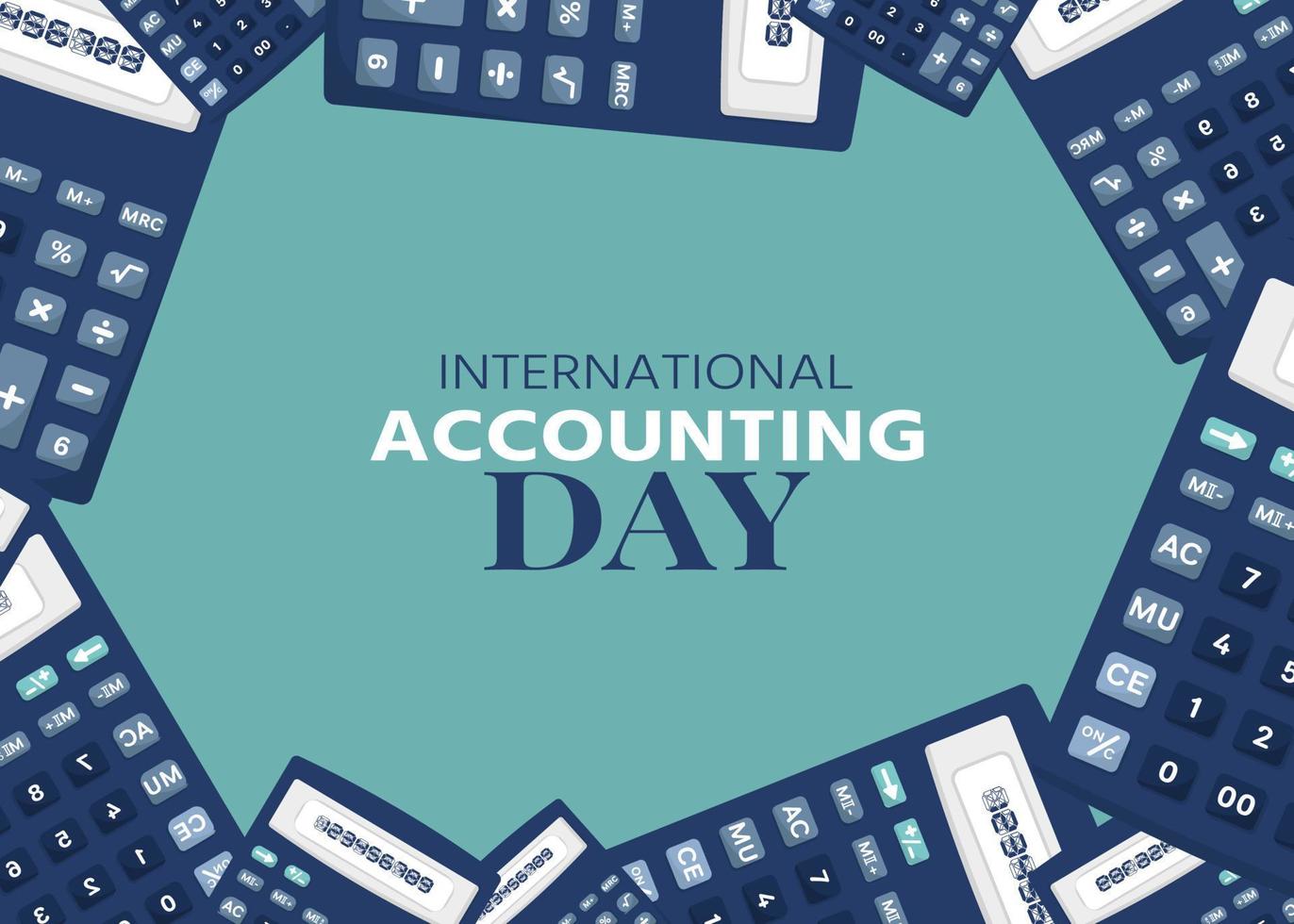 International accounting day banner. Calculator background. November 10. Holiday concept. Template for background, banner, card, poster with text inscription. vector