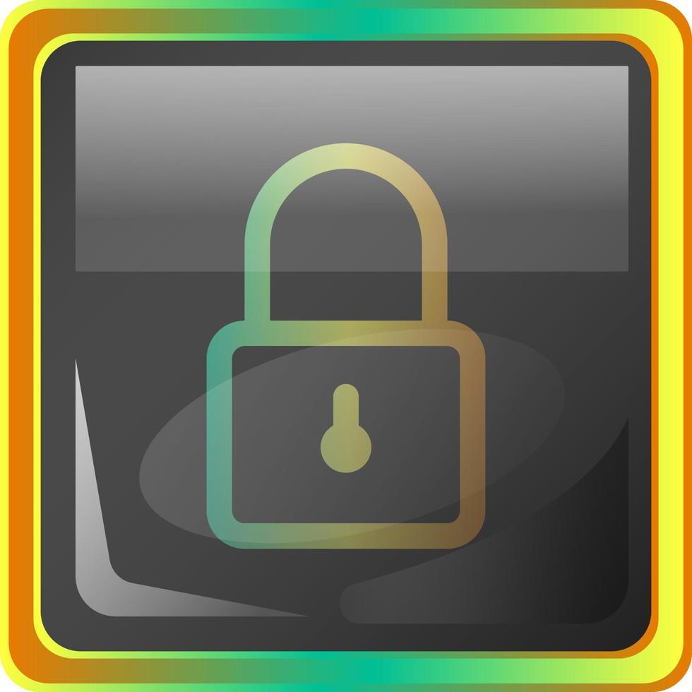 Lock grey square vector icon illustration with yellow and green details on white background