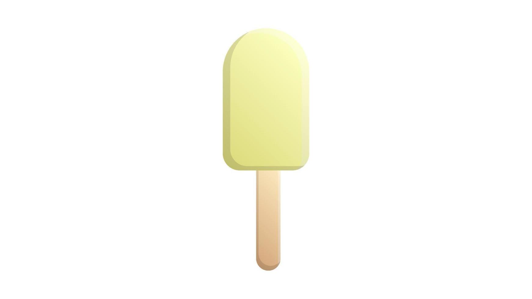 helado sobre un fondo blanco, ilustración vectorial. postre apetitoso, dulce y lechoso. paleta de chocolate blanco en un palo. apetitoso postre dulce para niños y adultos vector