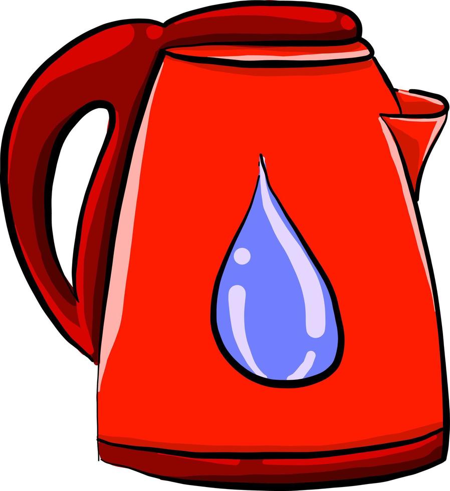 Red teapot, illustration, vector on white background.