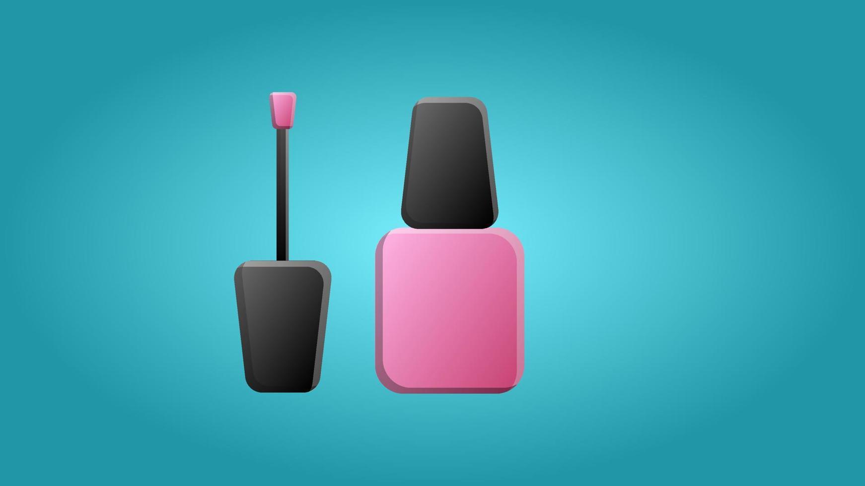 Fashionable beautiful beauty glamorous trendy pink glass jar of nail polish and manicure on a blue background. Vector illustration