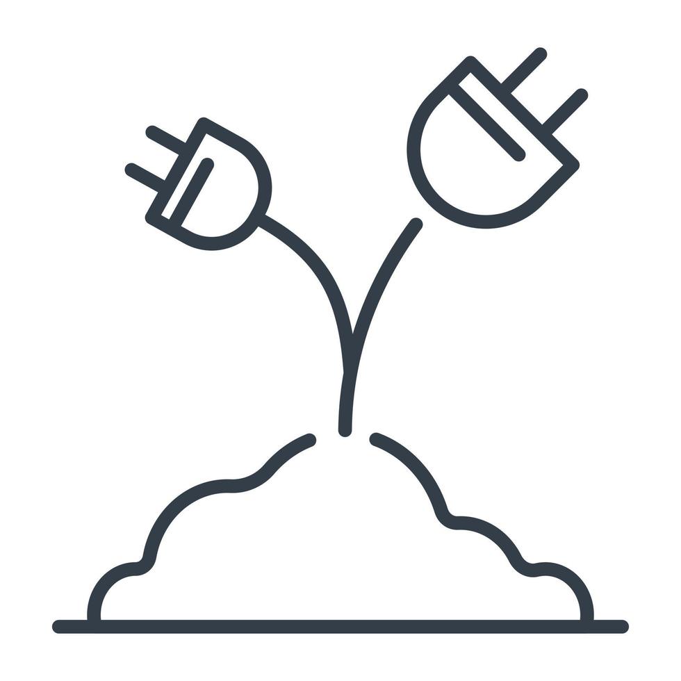 Flower with a plug from a socket instead of a bud, vector isolated icon.  Save the environment design element.
