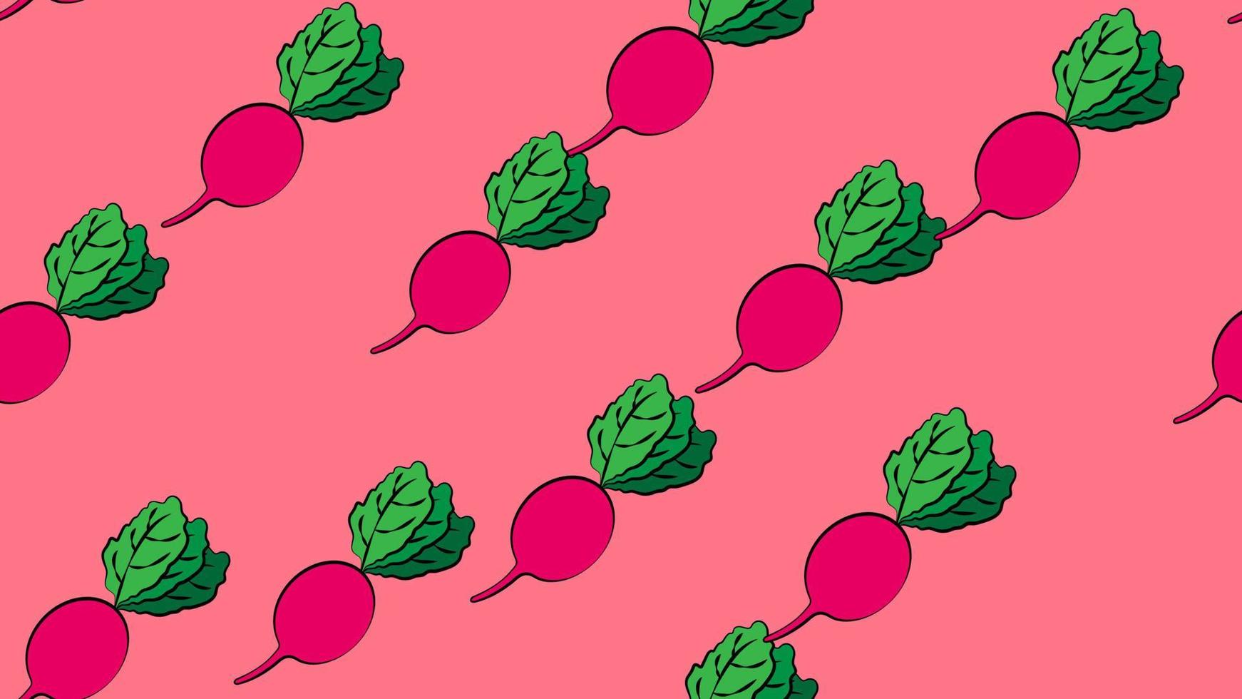 Radish vector seamless pattern. Hand drawn texture for kitchen wallpaper, textile, fabric, paper