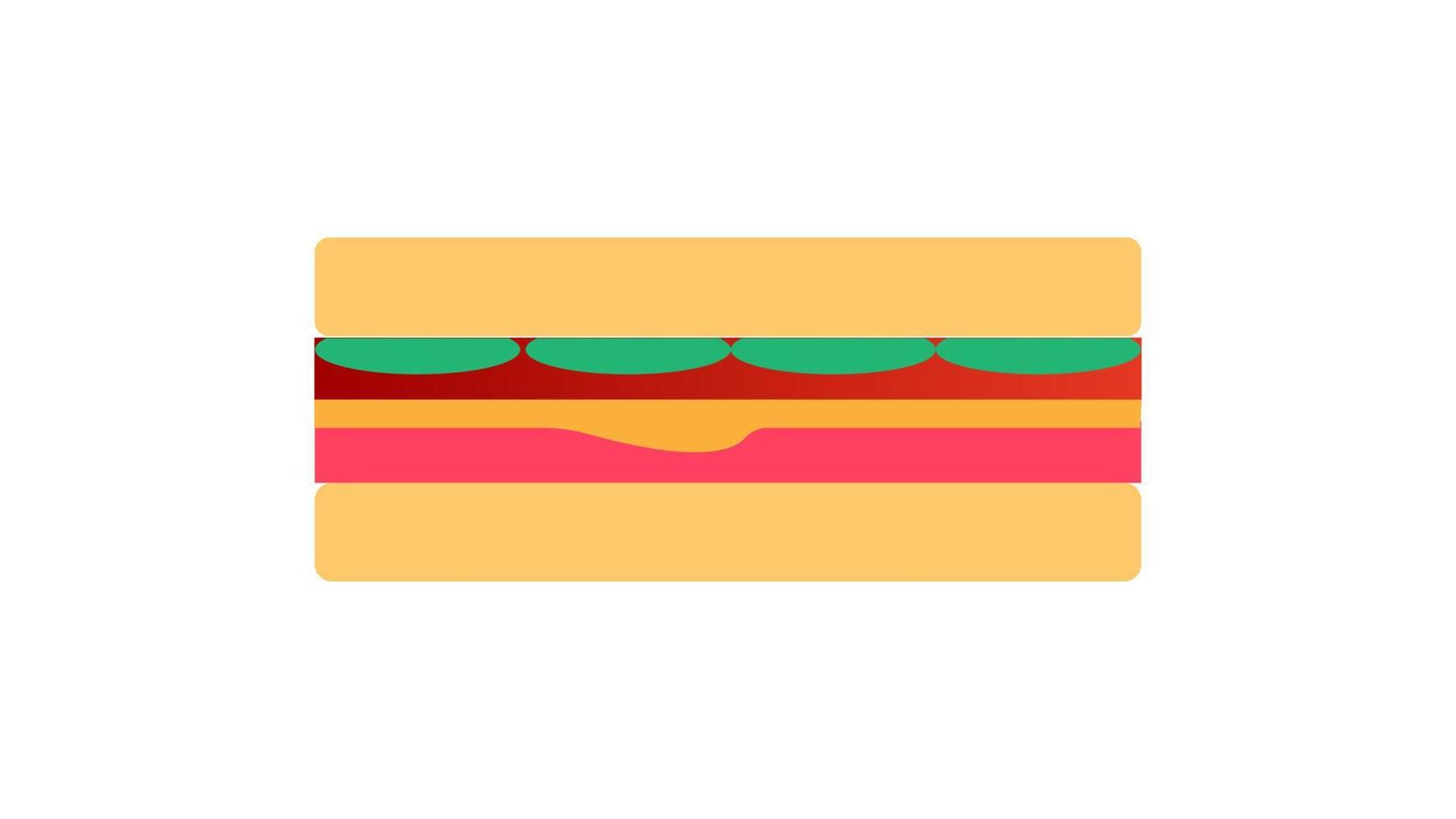 Breakfast, delicious start to the day. Simple sandwich with cheese and vegetables. Vector illustration cartoon flat icon isolated on white