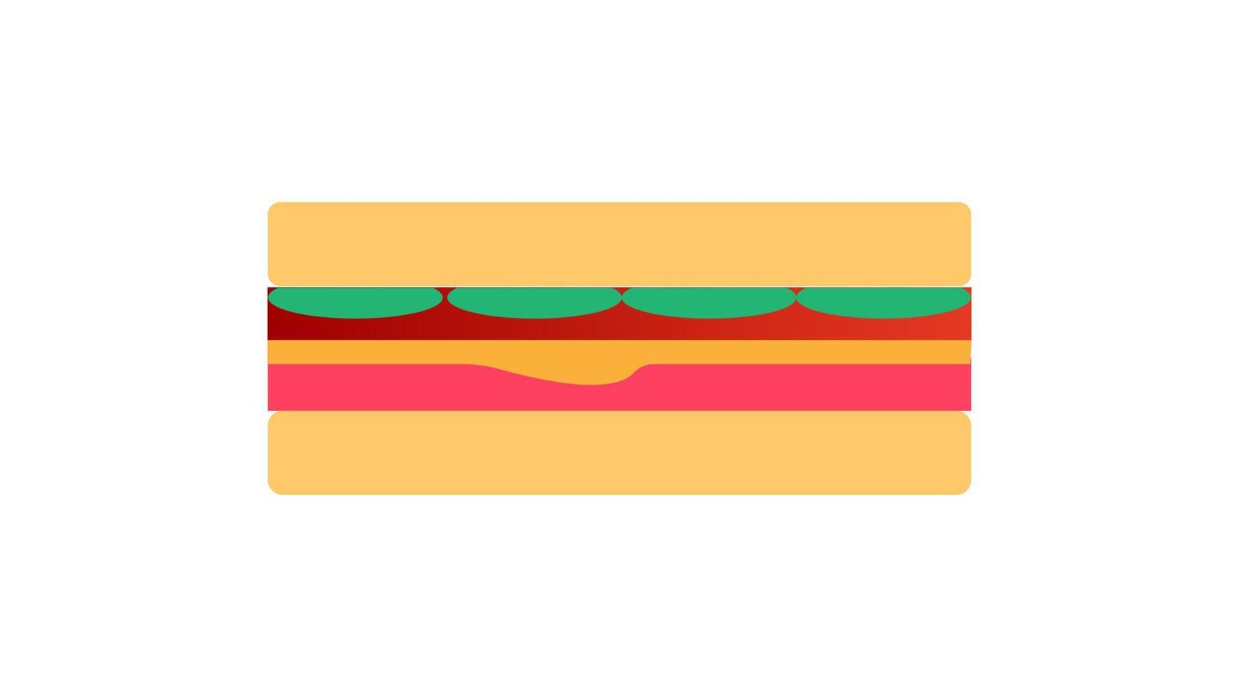 desayuno, delicioso comienzo del día. sándwich simple con queso y verduras. icono plano de dibujos animados de ilustración vectorial aislado en blanco vector