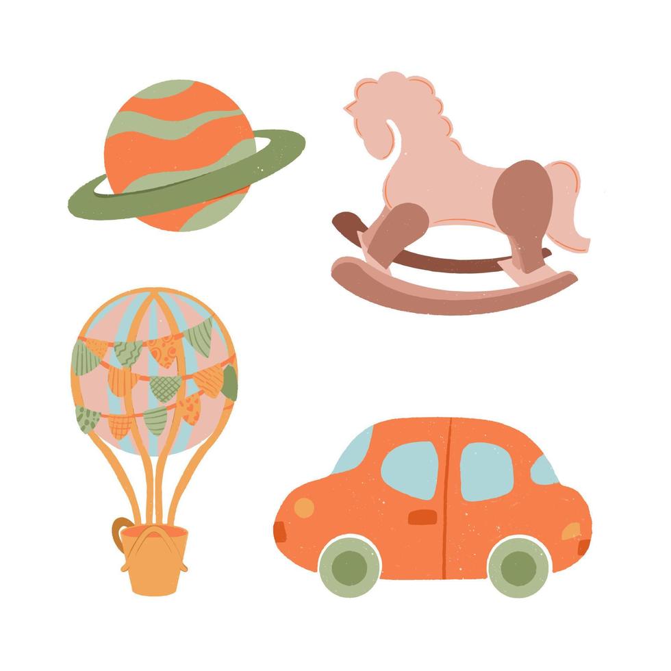 Set of baby transport hand drawn style vector