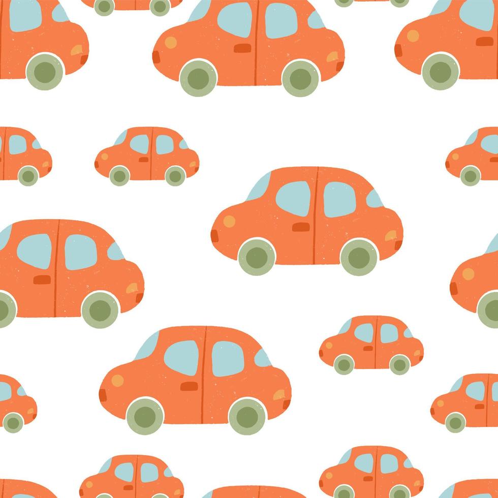 Seamless pattern is orange car in hand drawn style vector