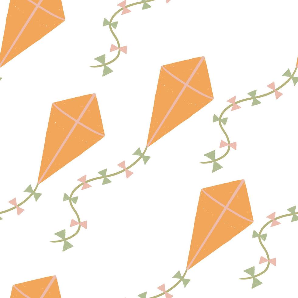 Seamless pattern kite with bows in hand drawn style vector