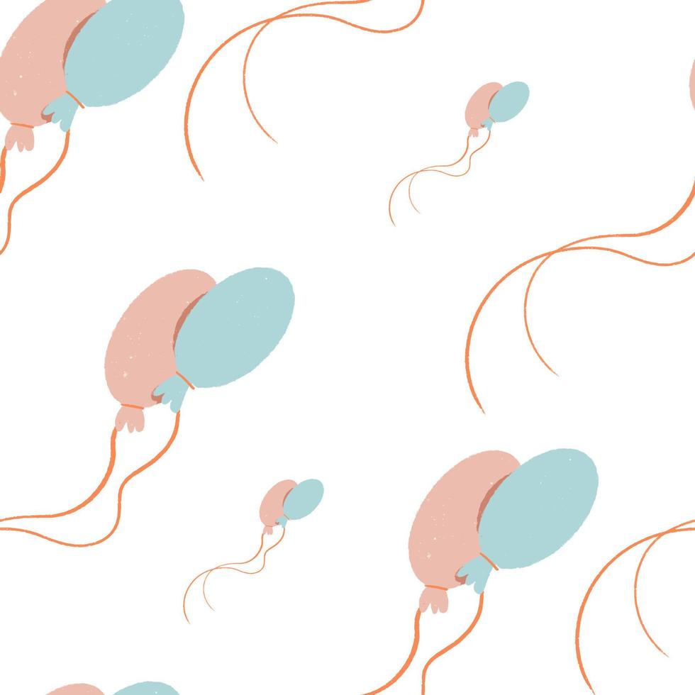 Seamless pattern air balloons. Gender party decorations hand drawn style vector
