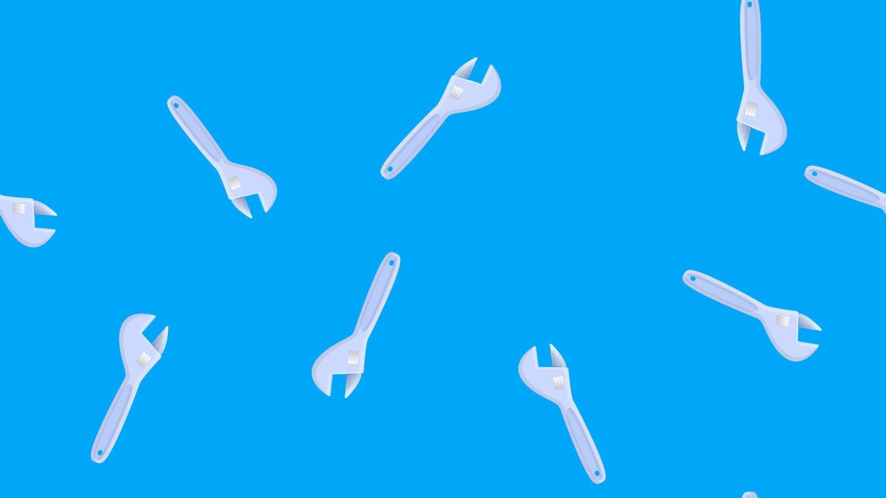 Wrench spanner icon isolated seamless pattern on blue background. Vector