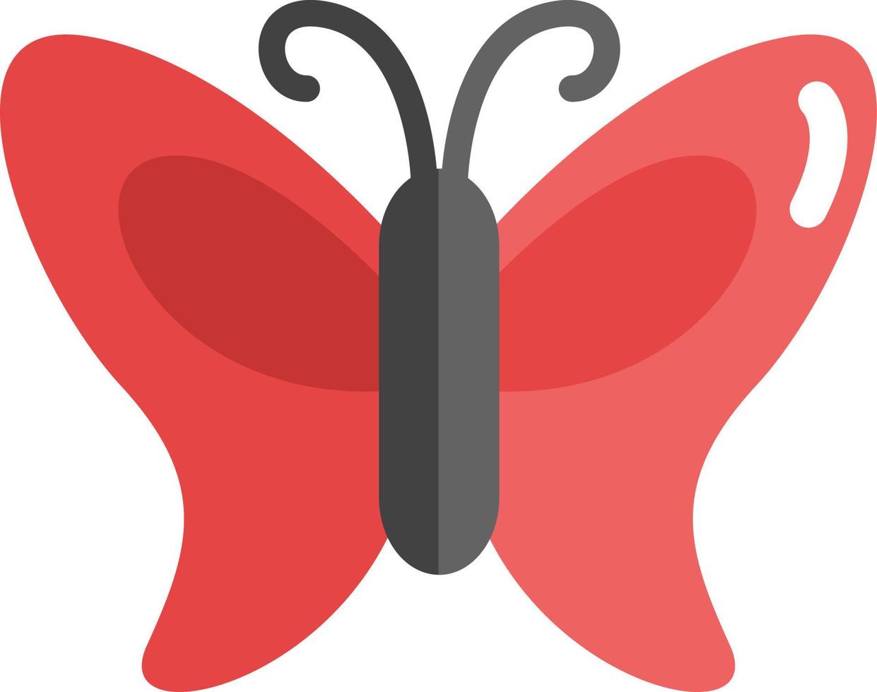 Red butterfly, icon illustration, vector on white background