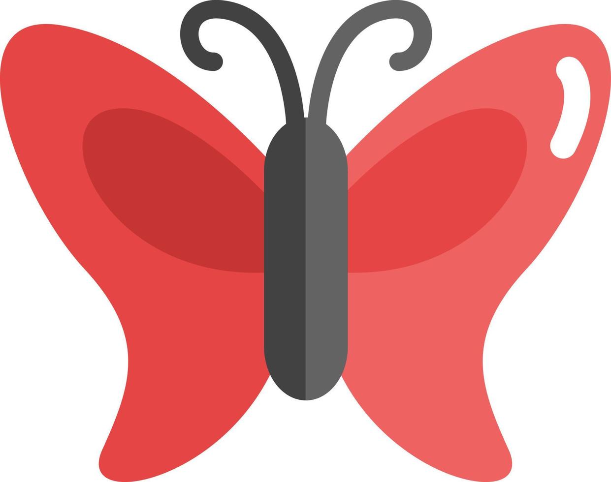 Red butterfly, icon illustration, vector on white background