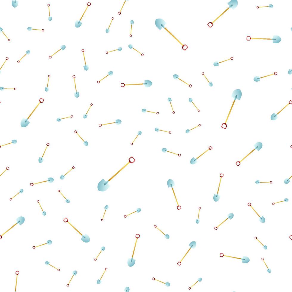 Seamless pattern of black contour hand-drawn garden shovels on a white background. Country equipment. Endless textute of spades vector
