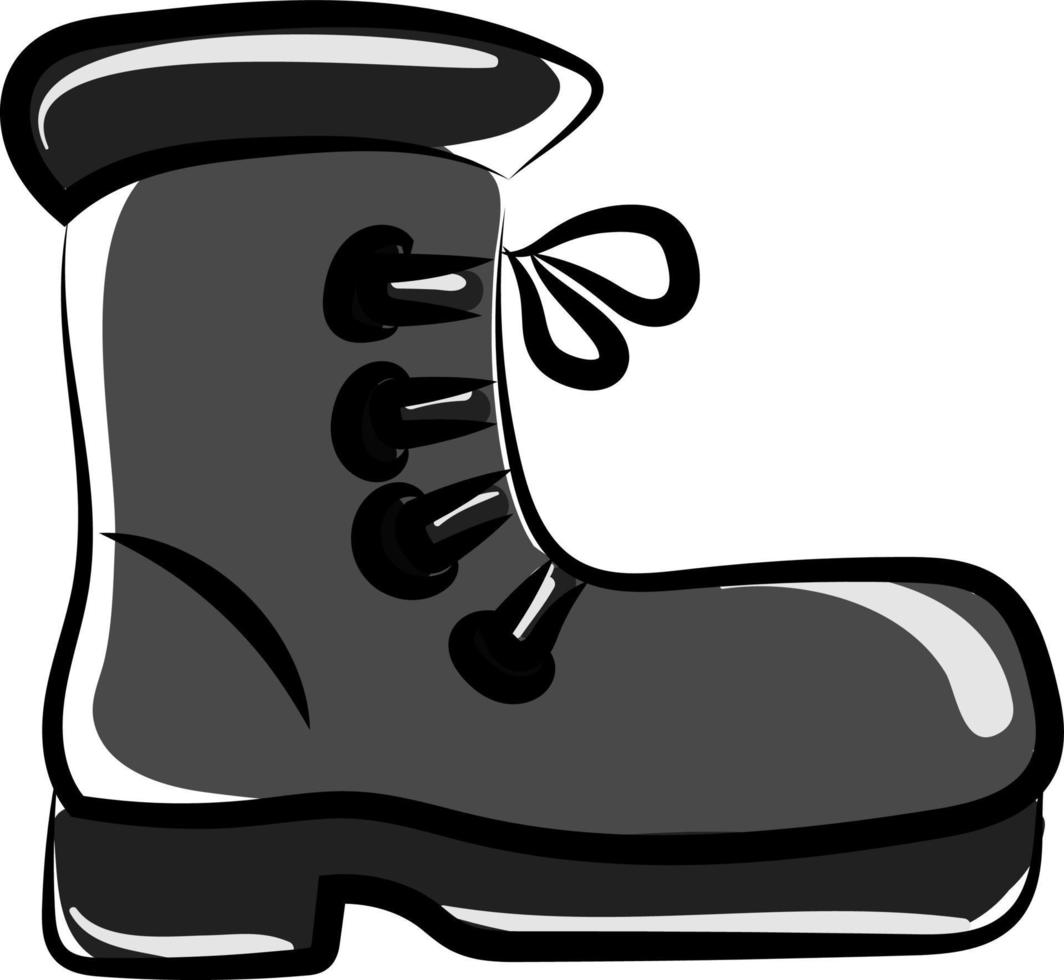 Black big boots, illustration, vector on white background.