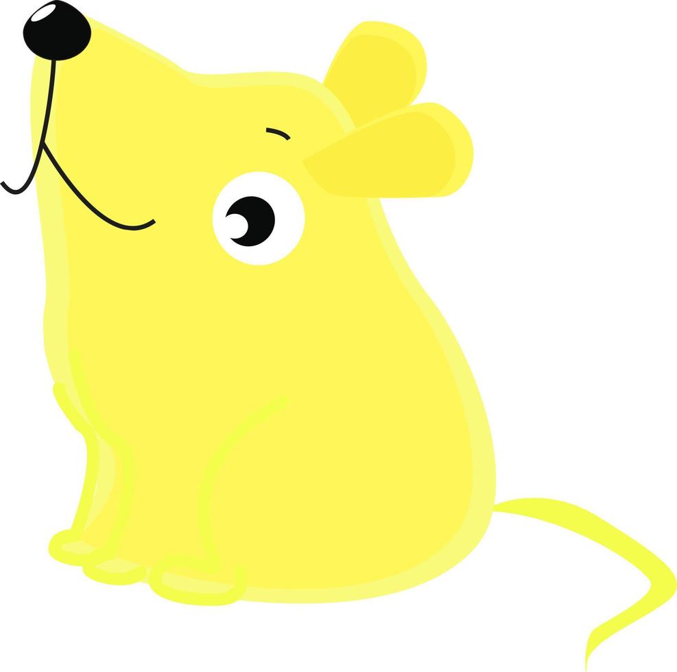 Ratón amarillo, ilustración, vector sobre fondo blanco.