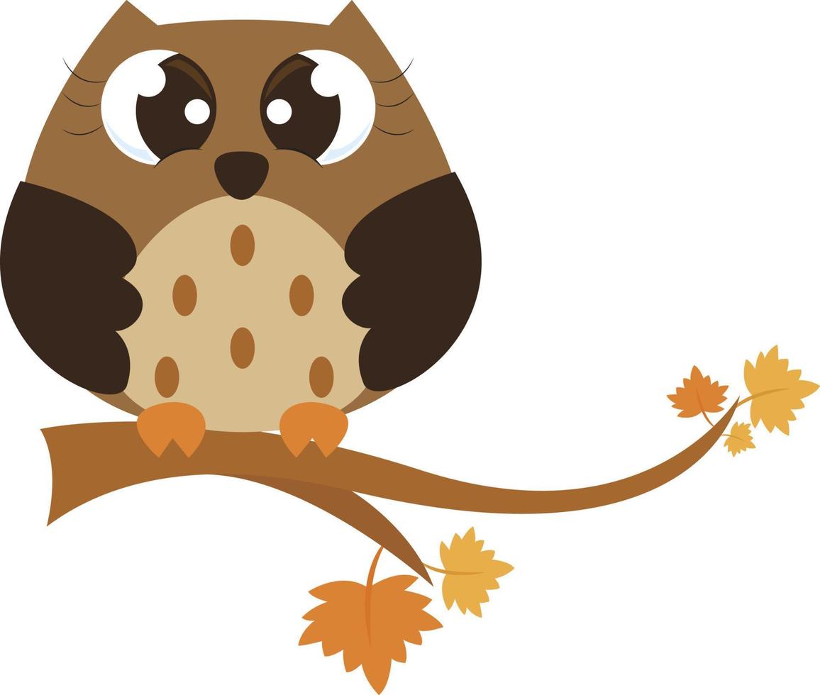 Brown owl, illustration, vector on white background.