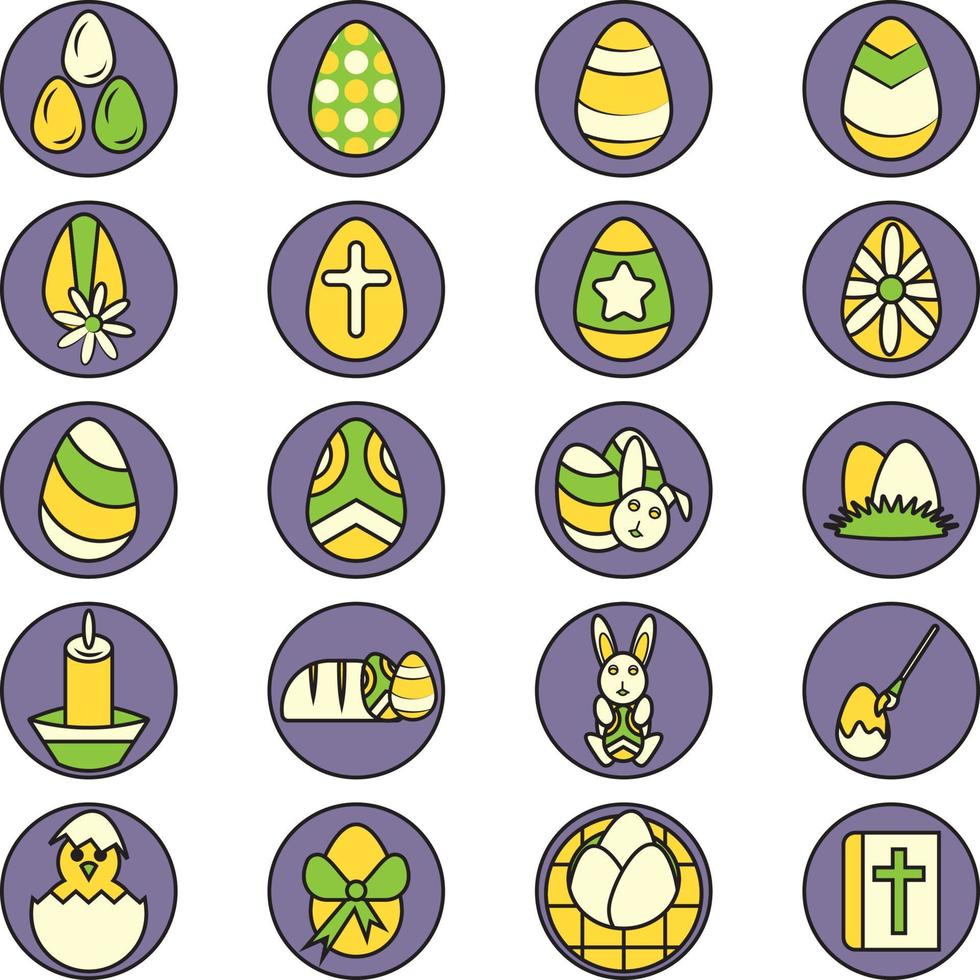 Easter eggs icon pack, illustration, vector on a white background.