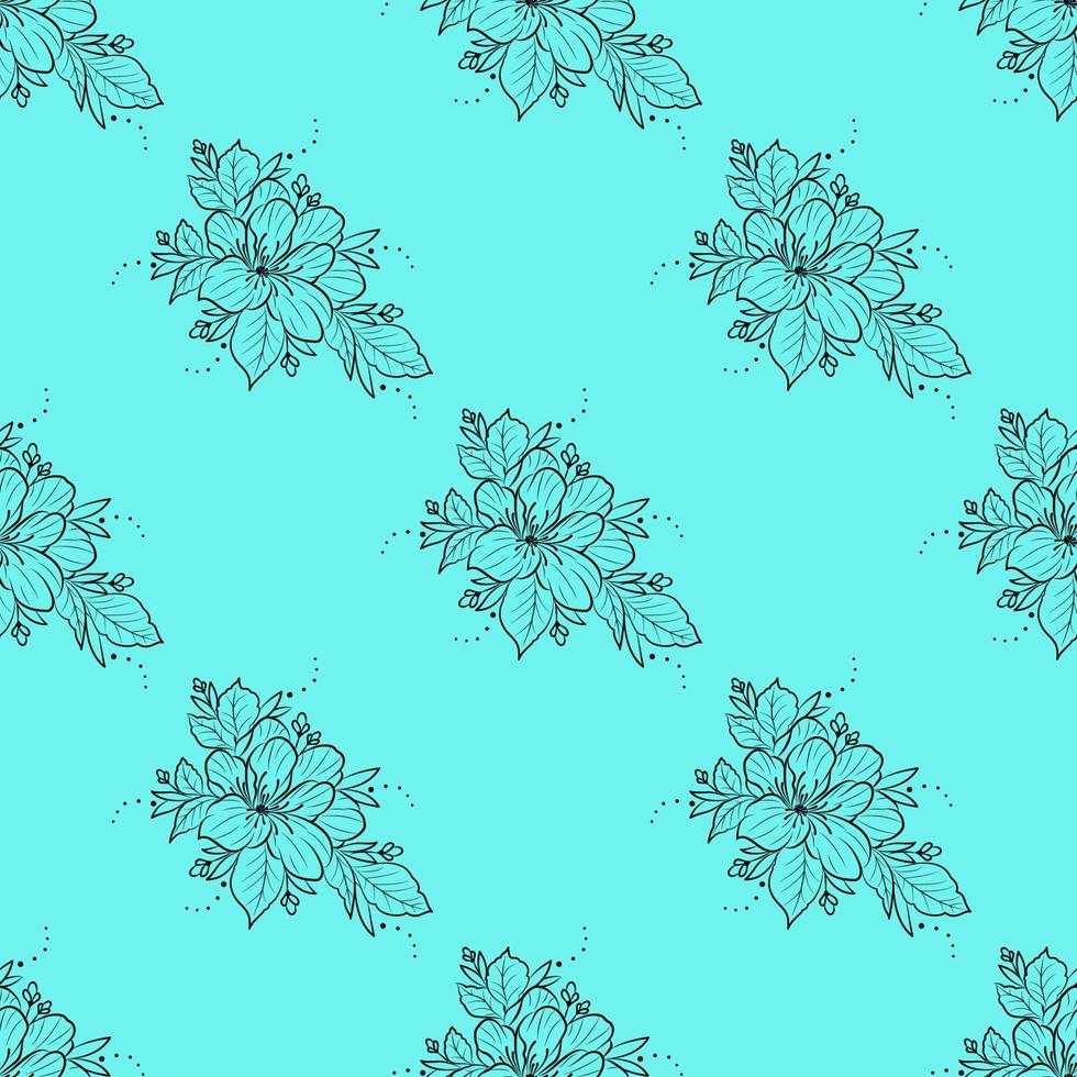 Seamless abstract floral pattern on a blue background. Vector illustration. The idea for the background of wallpaper, magazines and books, the texture of the decor for textiles and wrapping paper.