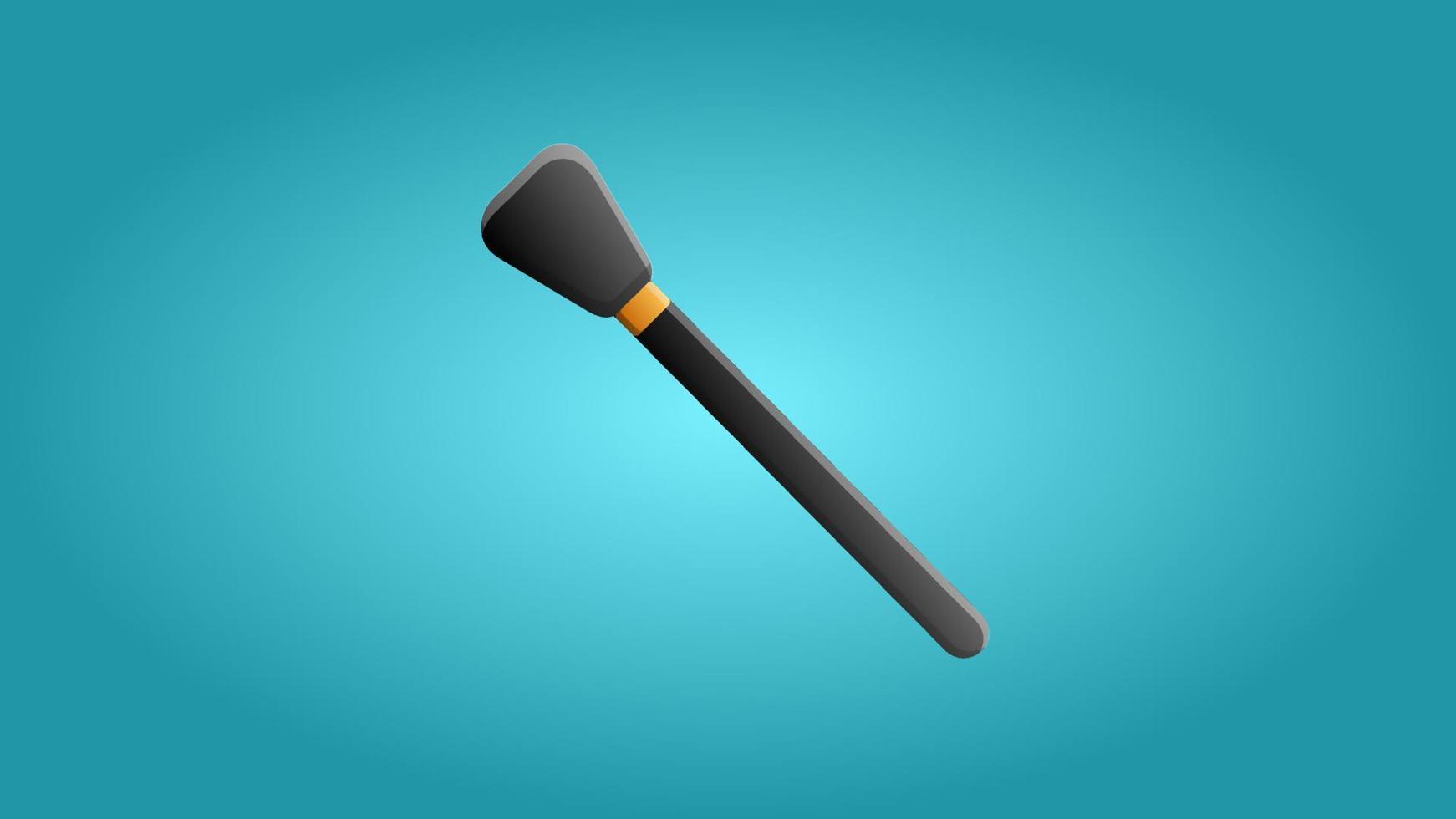 Fashionable beautiful beauty glamorous trendy black brush for powder and makeup on a blue background. Vector illustration