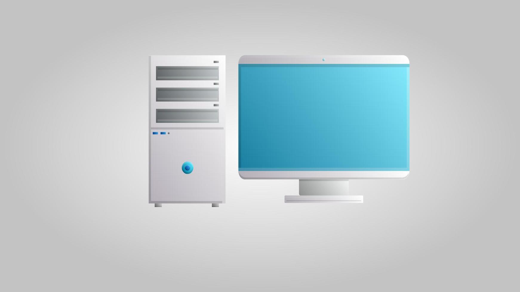 Digital modern new stationary office computer for games, work and entertainment on a white background. Vector illustration