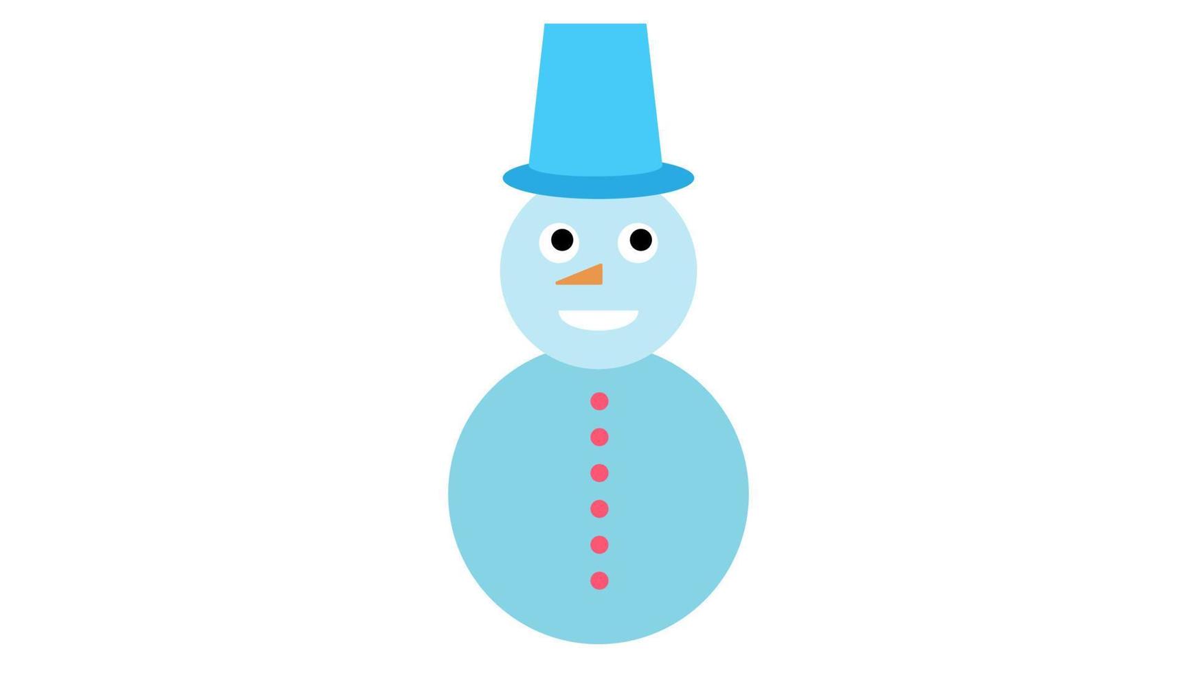 Snowman with hat and scarf isolated on white background. Vector illustration