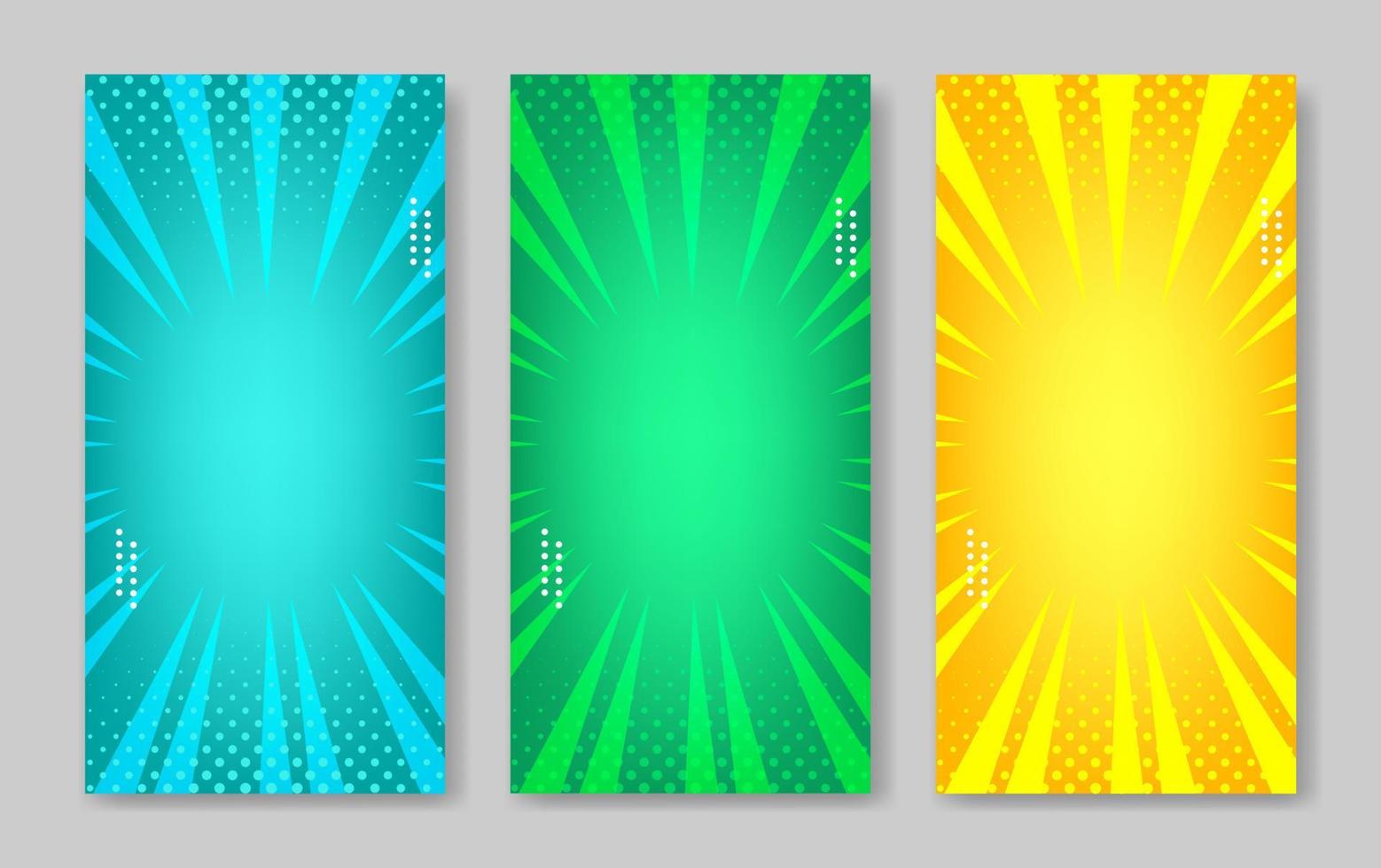 colección de cómics banner vertical estilo sunburst vector