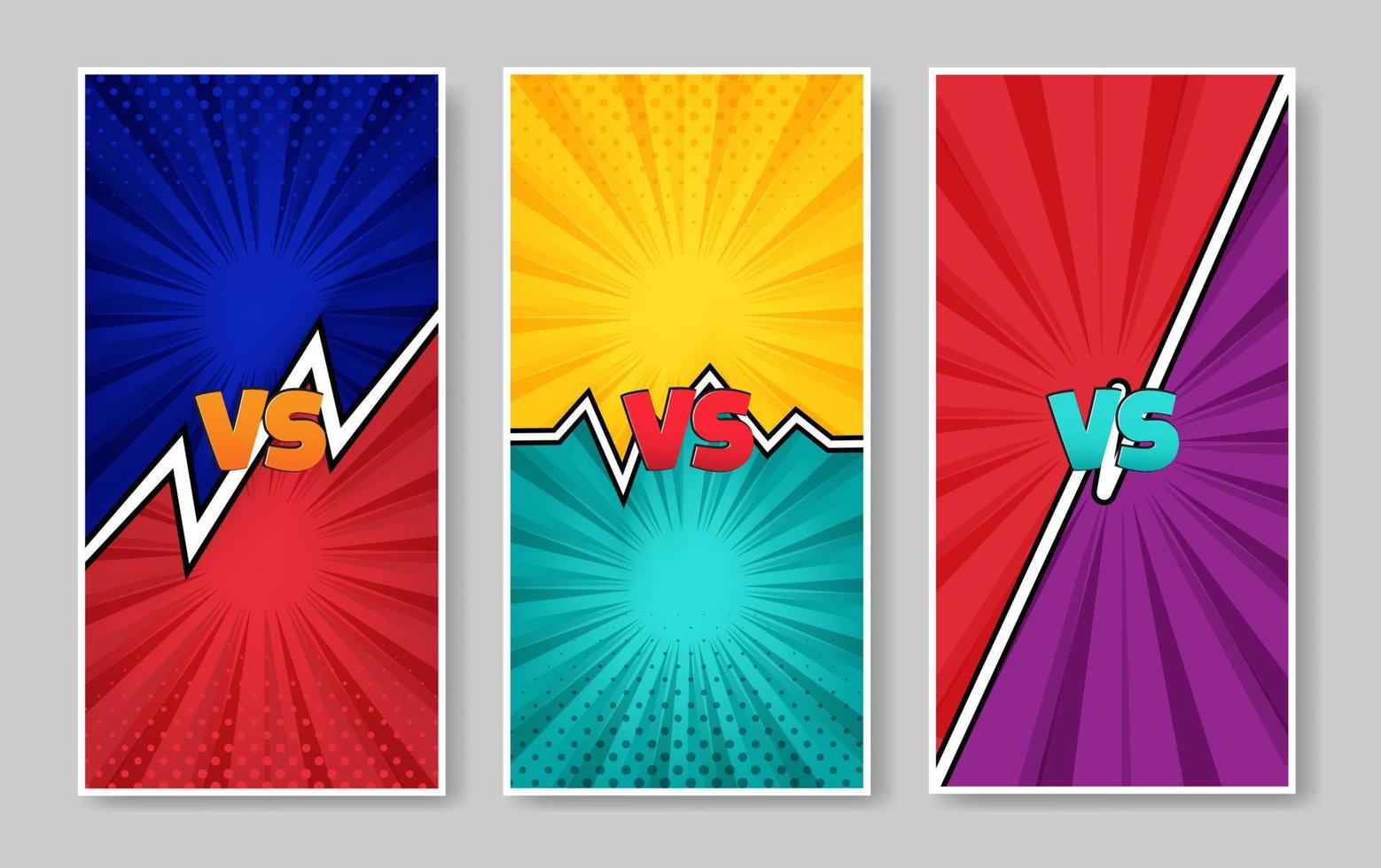 colección de cómics banner vertical estilo sunburst vector