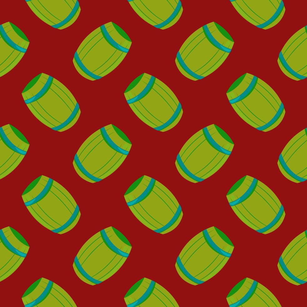 Green barrel , seamless pattern on a red background. vector