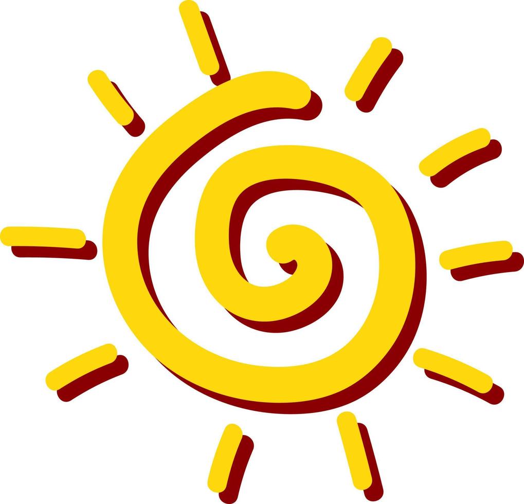 Decorative sun, illustration, vector on white background.