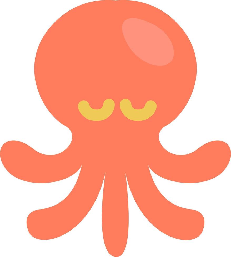 Red octopus, illustration, vector on a white background.