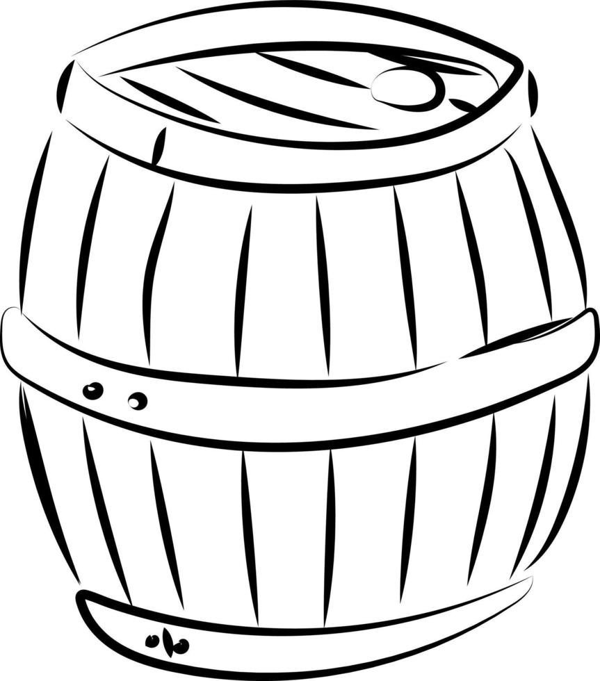 Barrel sketch, illustration, vector on white background.