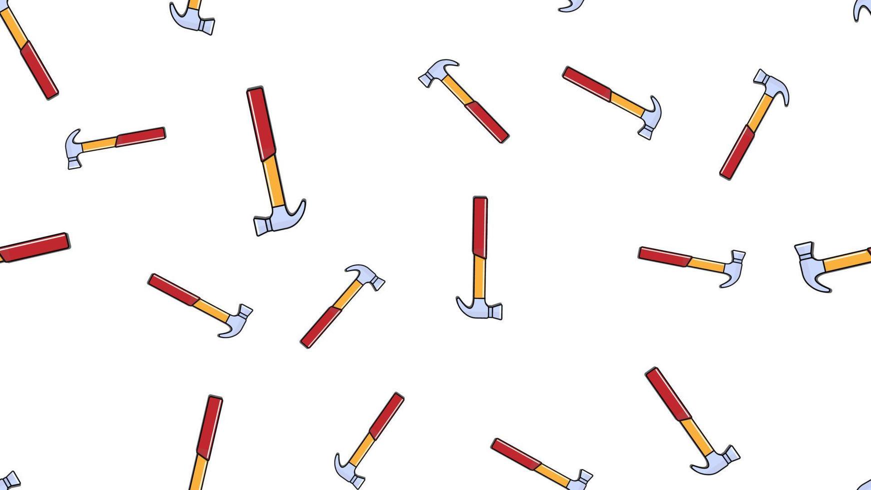 Texture, seamless pattern of metal red plumbing construction repair hammers for hammering nails on a white background. Vector