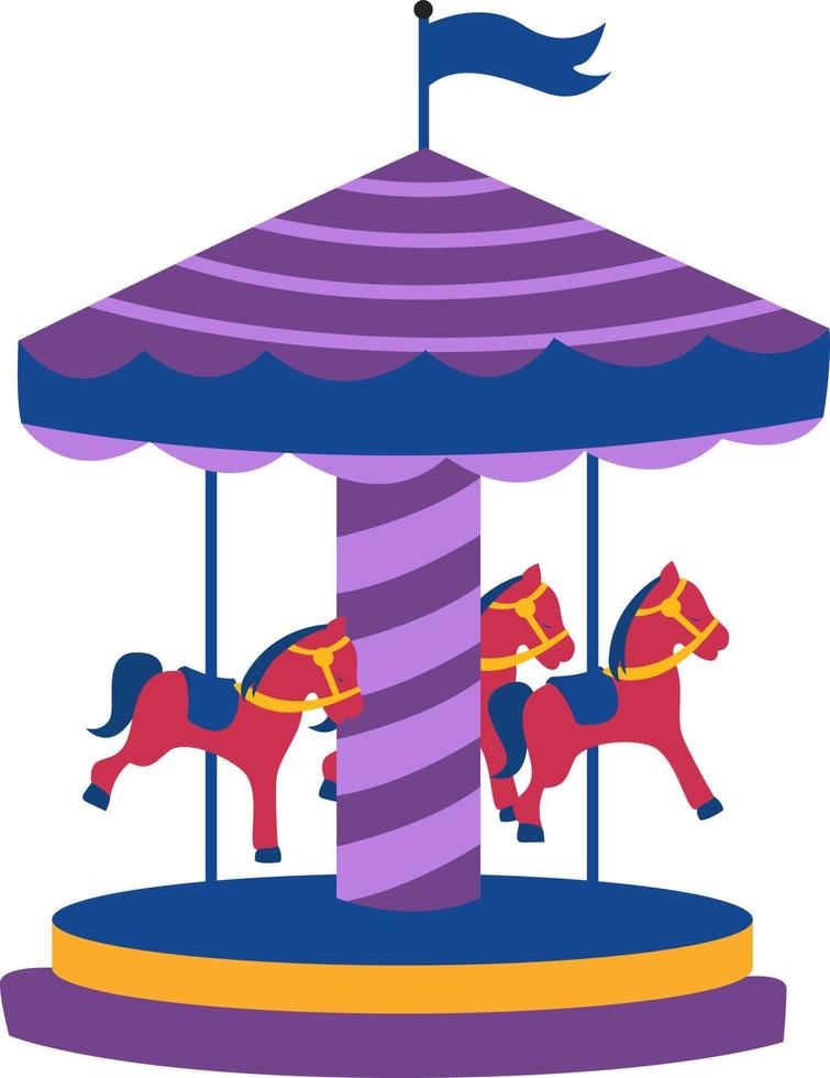 Carousel with horses, illustration, vector on white background