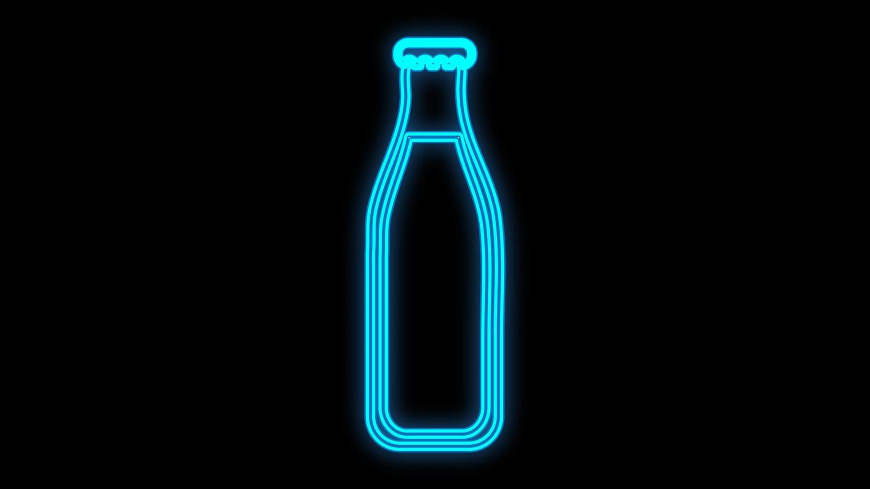 limonada, cola en una botella de vidrio sobre fondo negro, ilustración vectorial, neón. letrero de neón en azul, decoración de comida rápida y cafetería. letrero luminoso para restaurantes vector