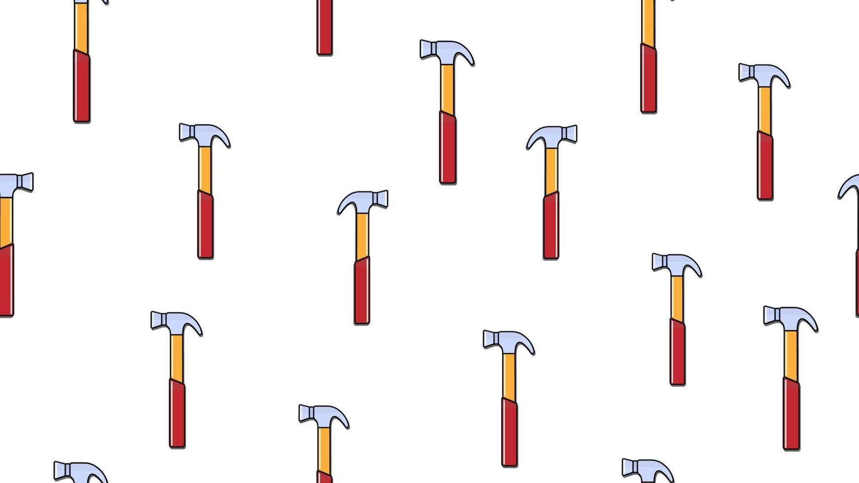 Texture, seamless pattern of metal red plumbing construction repair hammers for hammering nails on a white background. Vector illustration