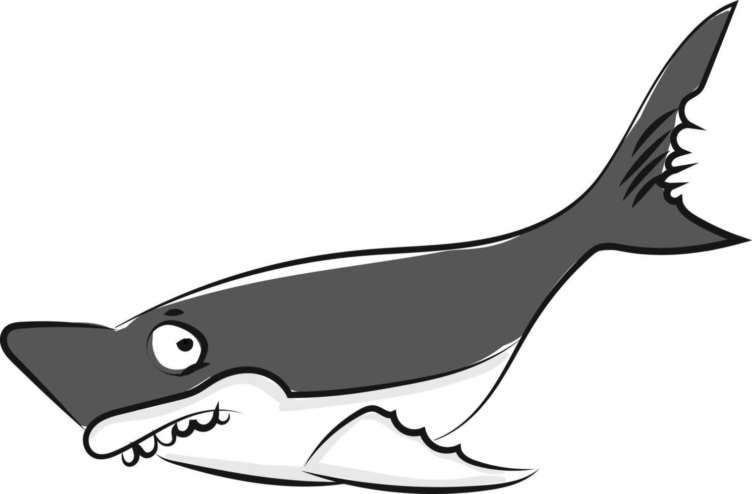 Scared shark, illustration, vector on white background.