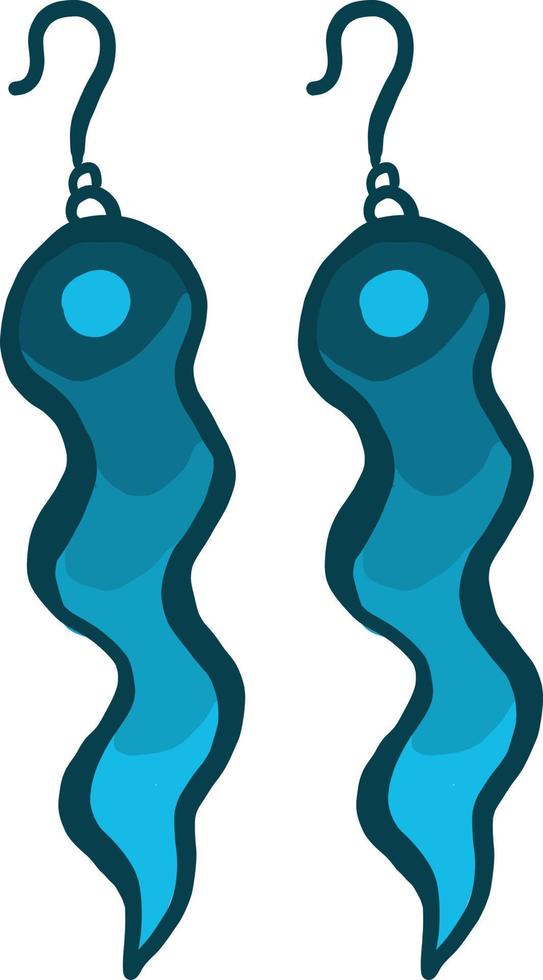 Blue earrings , illustration, vector on white background