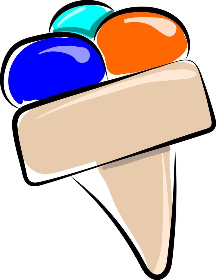 Ice cream drawing, illustration, vector on white background. 13633450