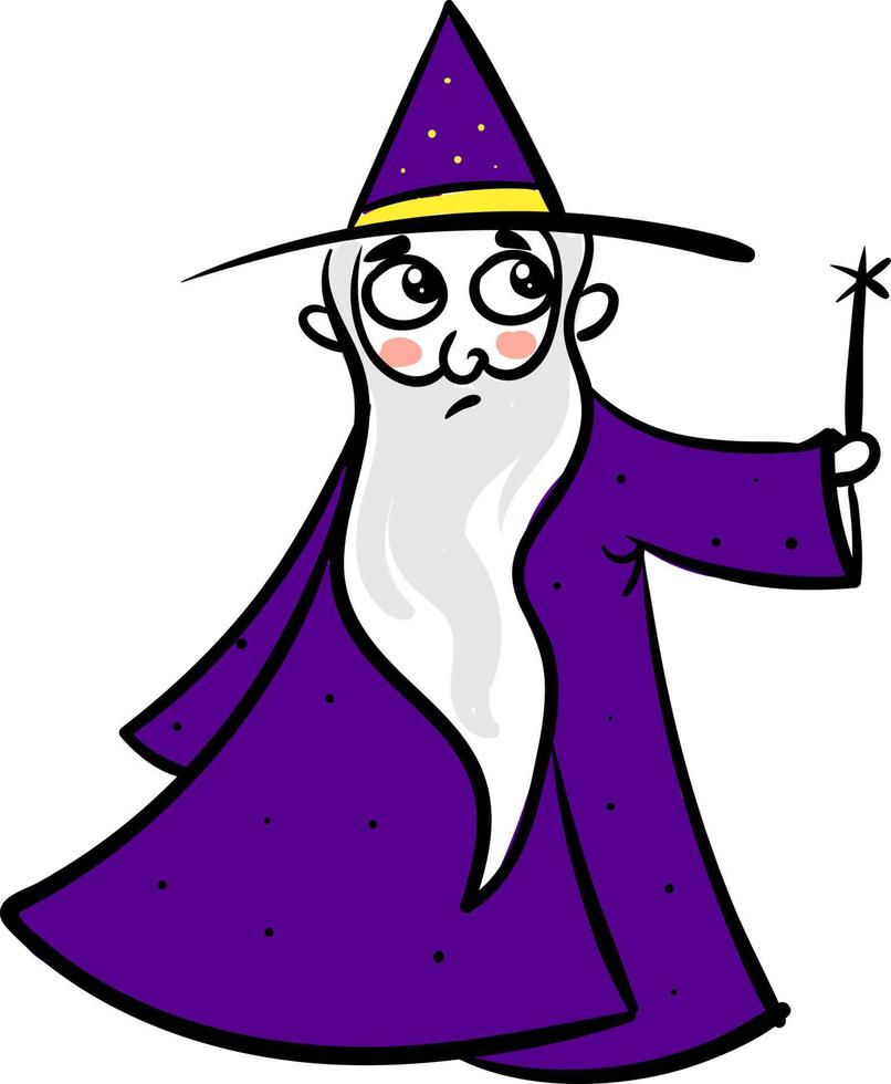 Sad wizard, illustration, vector on white background