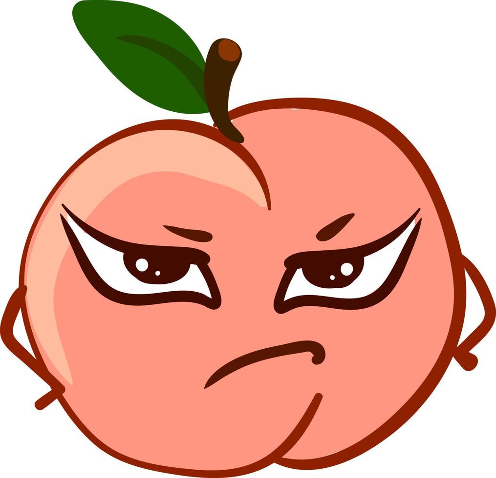 Angry pink peach, illustration, vector on white background.