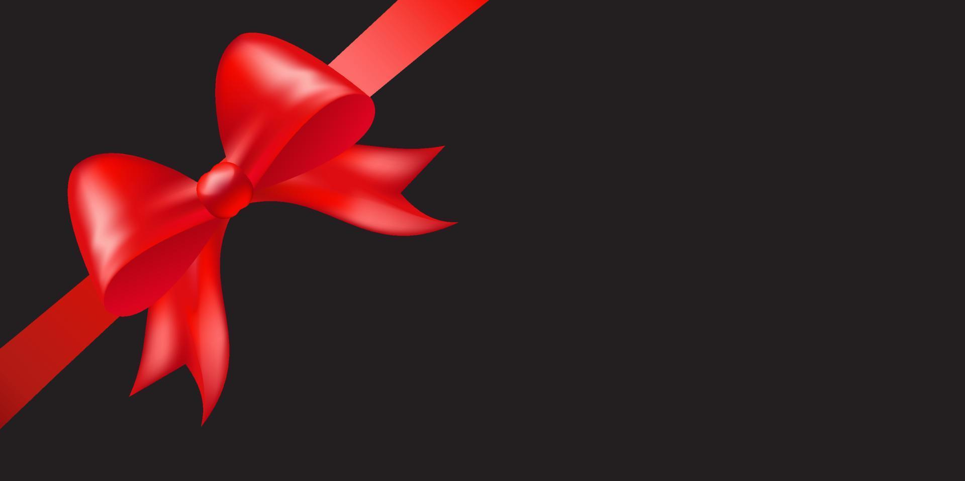 Shiny red color satin ribbon on black background vector