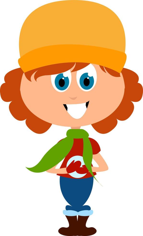 Playing girl, illustration, vector on white background.