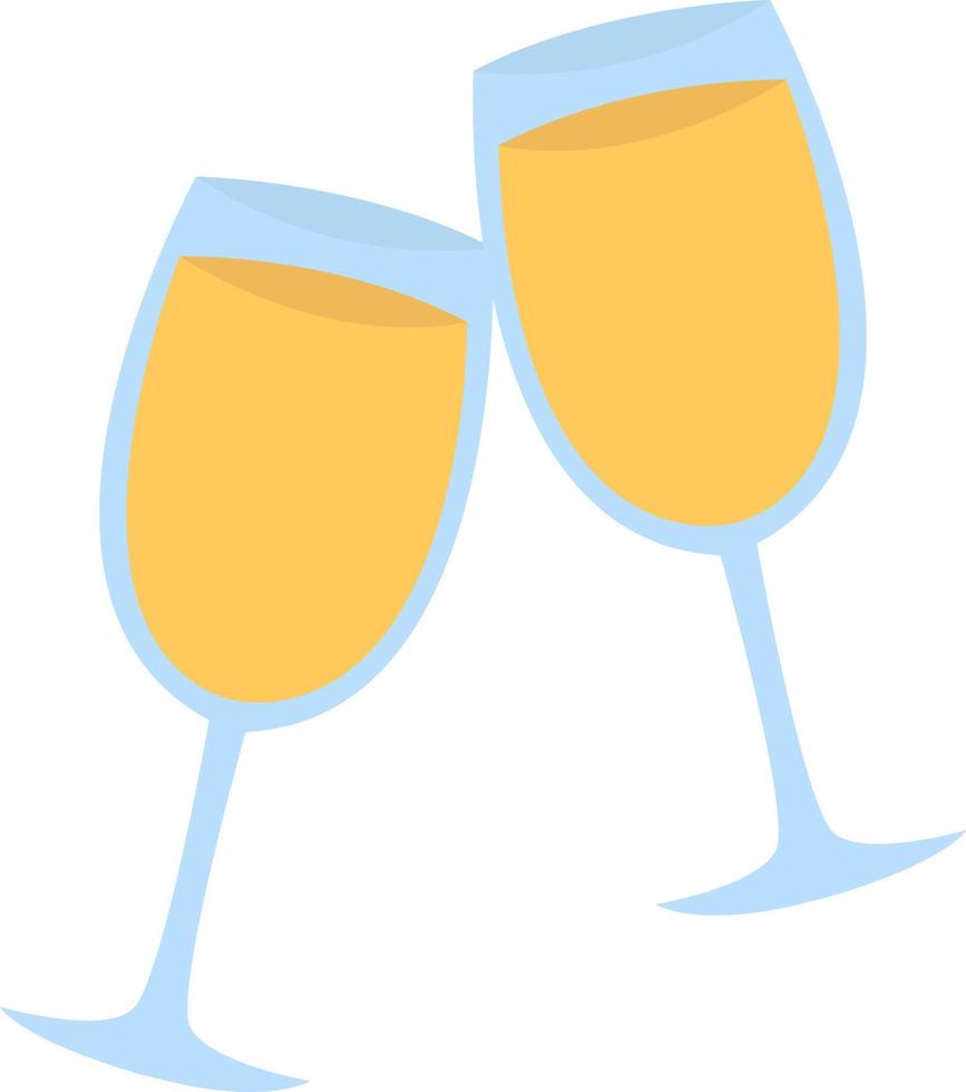 Glass of champagne, illustration, vector on white background.